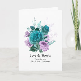 Turkos och lavendel blommande bröllop tack kort