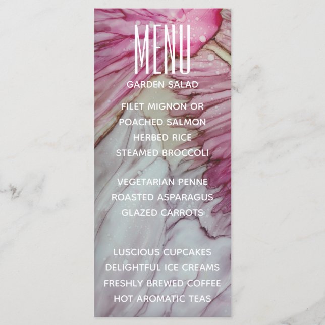 Turkos och Lavender-kort för bröllop-meny Meny (Framsida)