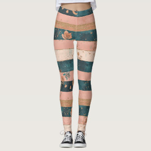 Turkos och lera himmelsk rand med tribaldetaljer leggings