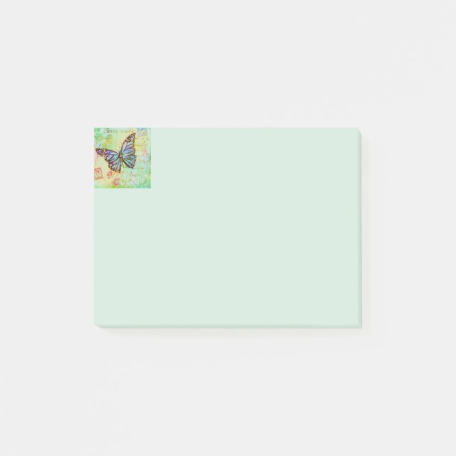 Turkos och lila fjäril  post-it block (Framsida)