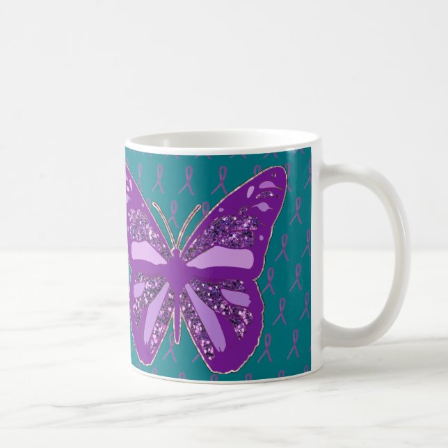 Turkos och lila medvetandeband Kaffe kopp (Höger)