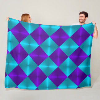Turkos och Lila Metallic Tittar Squares Fleecefilt