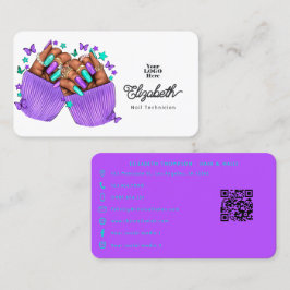 Turkos och lila nagelsalong Branding Design Visitkort
