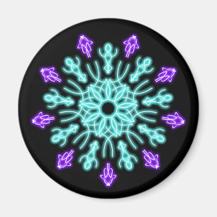 Turkos och lila neonblomma magnet