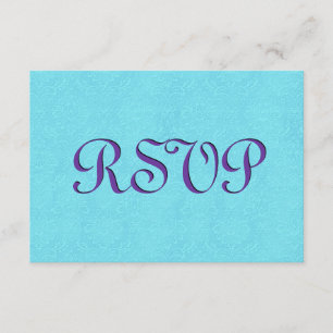Turkos och Lila OSA Vintage Damask Wedding Kort