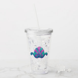 Turkos och lila sjöjungfruskatt ornament take away mugg
