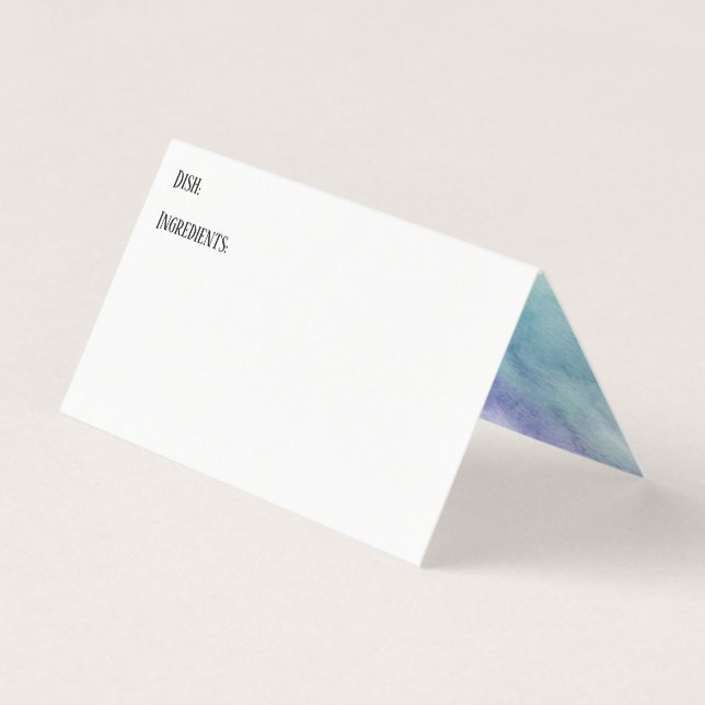 Turkos och Lila Tvättar Inside Recipe Tält Card Visitkort (Framsida)