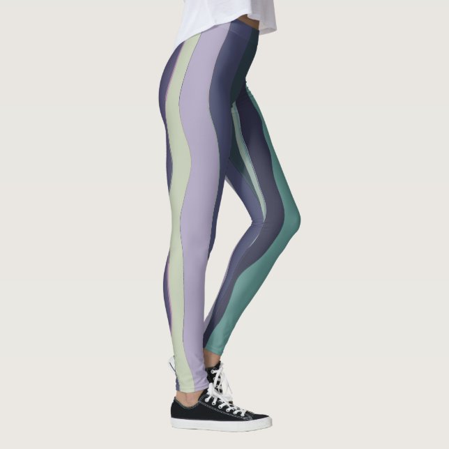 Turkos och Lila Vågigt Rand Leggings (Höger)
