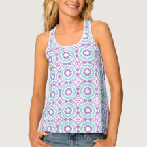 Turkos och Lilac Mönster Kvinnors Tanktop