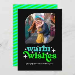 Turkos och Lime Modern Retro Jul Foto Julkort