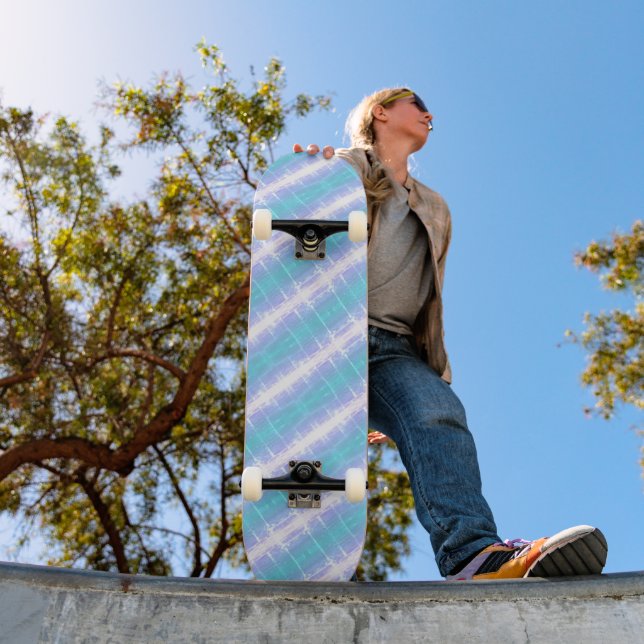 Turkos och ljuslila ränder  mini skateboard bräda 18,5 cm (Utomhus 1)
