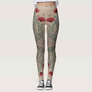 Turkos och ljust rödbrun leggings