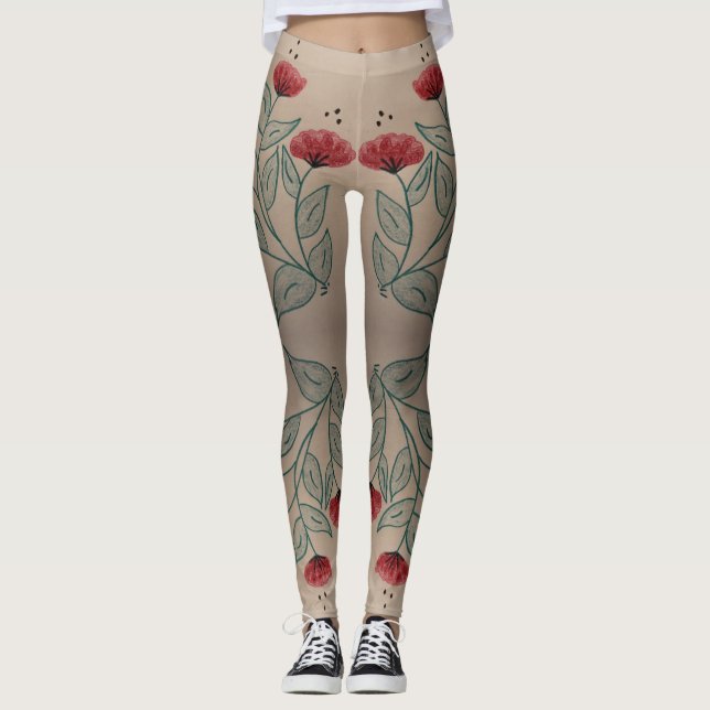 Turkos och ljust rödbrun leggings (Framsida)