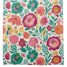 Turkos och Magenta Folk Floral
