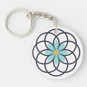 Turkos och marinblå blommig design akryl