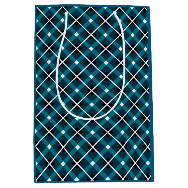 Turkos och marinblå geometrisk rutnätsmönster (Framsidan)