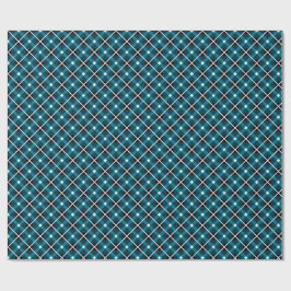 Turkos och marinblå geometrisk rutnätsmönster presentpapper