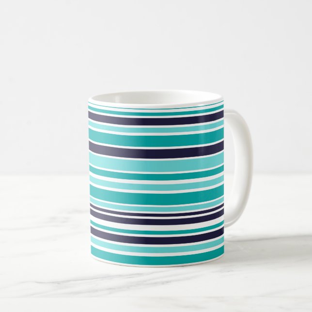 Turkos och Mörk blått stripe-kaffe Mugg (Framsida höger)