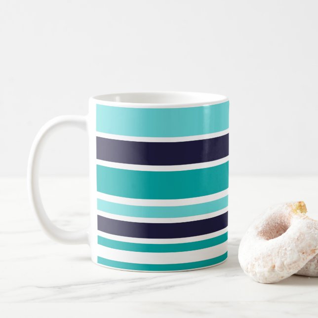 Turkos och Mörk blått stripe Kaffemugg (Med munk)