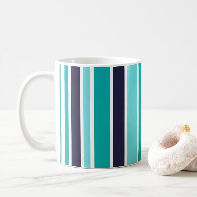 Turkos och Mörk blått stripe Kaffemugg (Med munk)