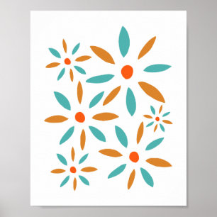 Turkos- och Orange-Abstrakter Poster