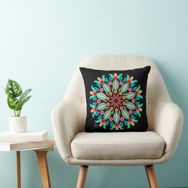 Turkos och Orange Mandala Dekorativ kudde (Stol)
