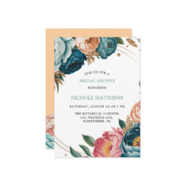 Turkos- och Peach Ro Möhippa Inbjudningar