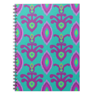Turkos och purpurfärgad Ikat designanteckningsbok Anteckningsbok