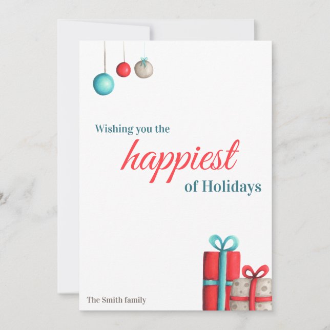 Turkos- och Red Helgdag-julkort Julkort (Framsida)