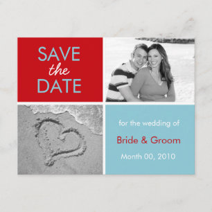 Turkos och Red Save Date-fotokort Spara Datumet