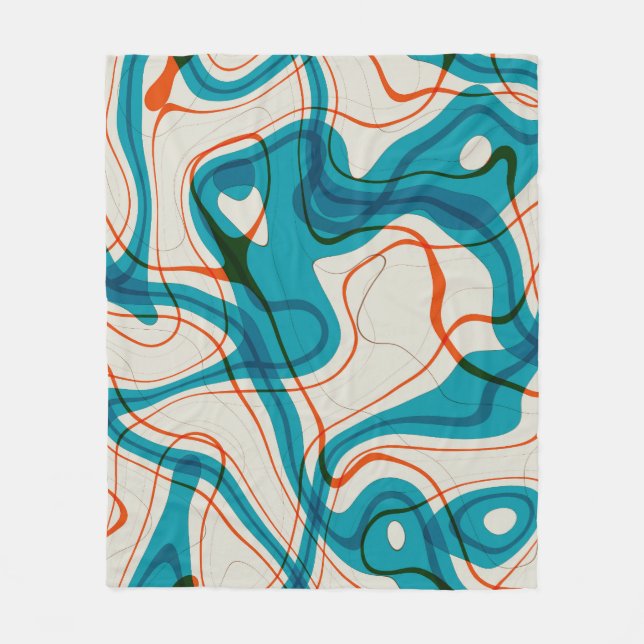 Turkos och Red Swirls Fleecefilt (Framsidan)