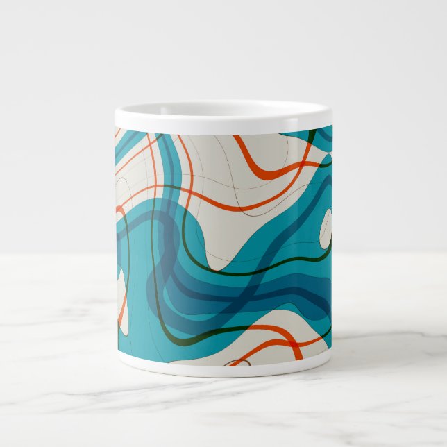 Turkos och Red Swirls Jumbo Mugg (Framsidan)