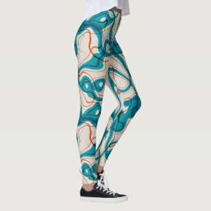 Turkos och Red Swirls Leggings