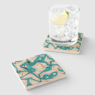 Turkos och Red Swirls Stenunderlägg