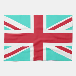 Turkos och röd Union Jack Kökshandduk