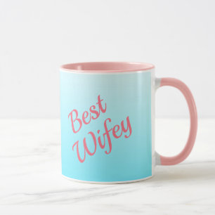 Turkos och Rosa Best Wifey Mugg