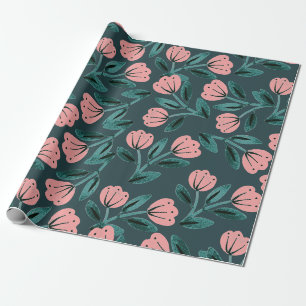 Turkos och rosa blommig presentpapper