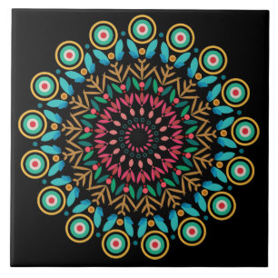 Turkos och Rosa Mandala Ceramic Tile Kakelplatta