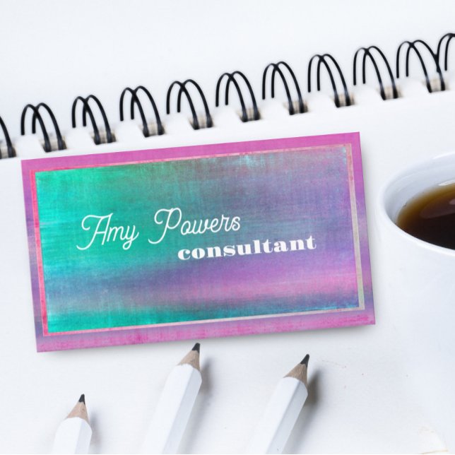 Turkos- och rosa-nödlidande minimalistisk utformni visitkort (Skapare uppladdad)