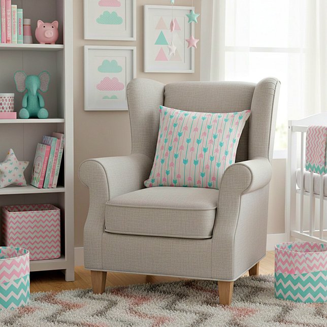 Turkos och rosa pilar kudde (Skapare uppladdad)