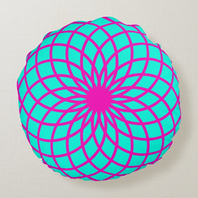 Turkos och Rosa Torus Meditation Cushion Rund Kudde (Baksidan)