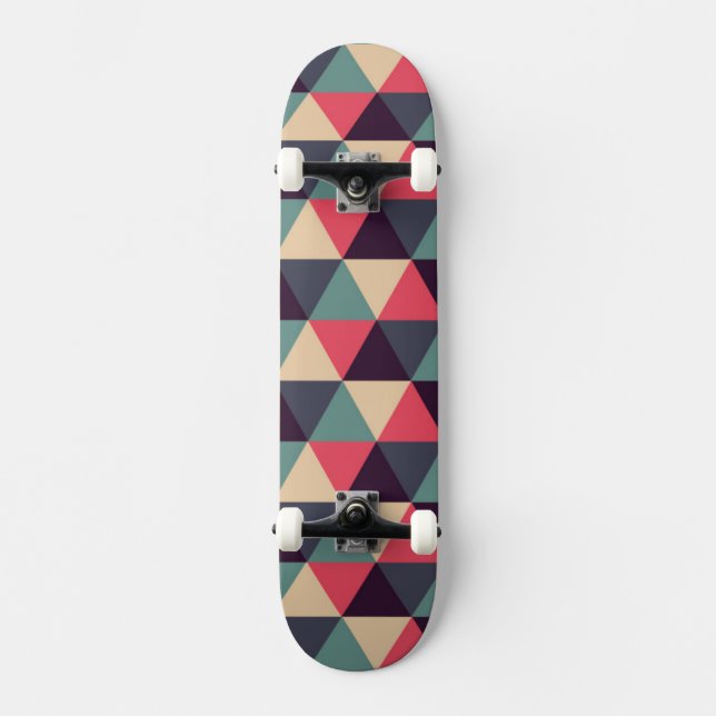 Turkos och Rosa Triangelmönster Skateboard Bräda 20,5 Cm (Framsida)