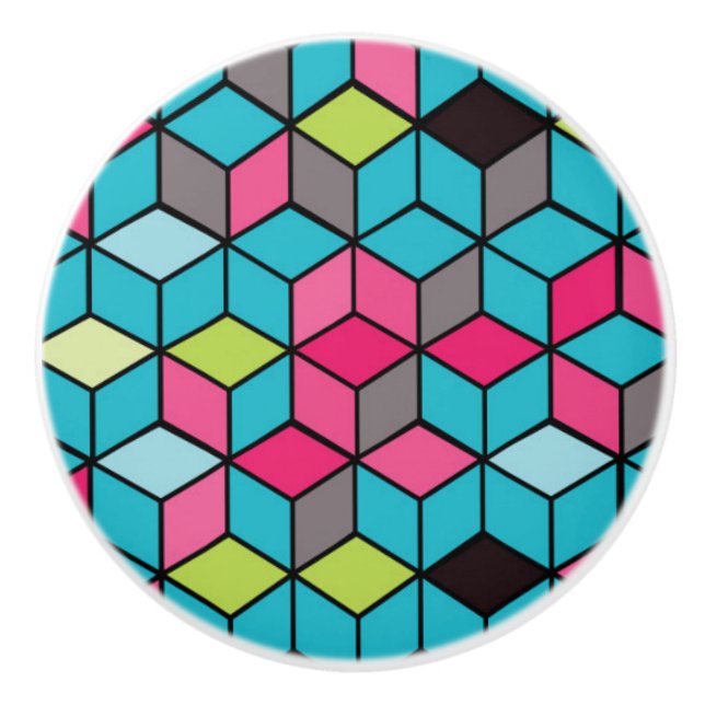 Turkos- och rosakubmönster knopp (Framsidan)