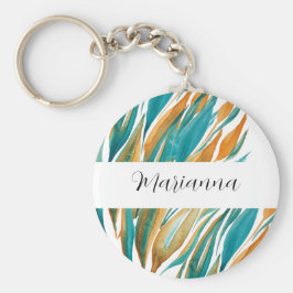 Turkos- och rostfallsfärg, handmålad nyckelring