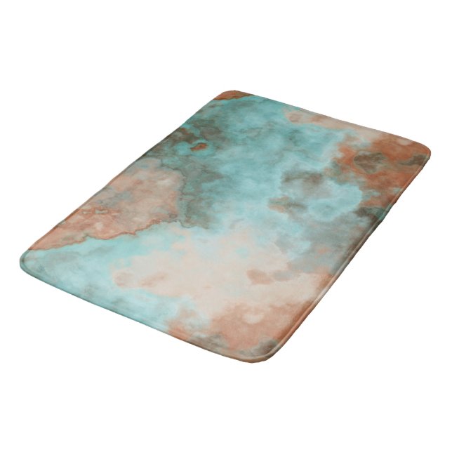 Turkos- och Rust Marble-Abstrakt Badrumsmatta (Vinklad)