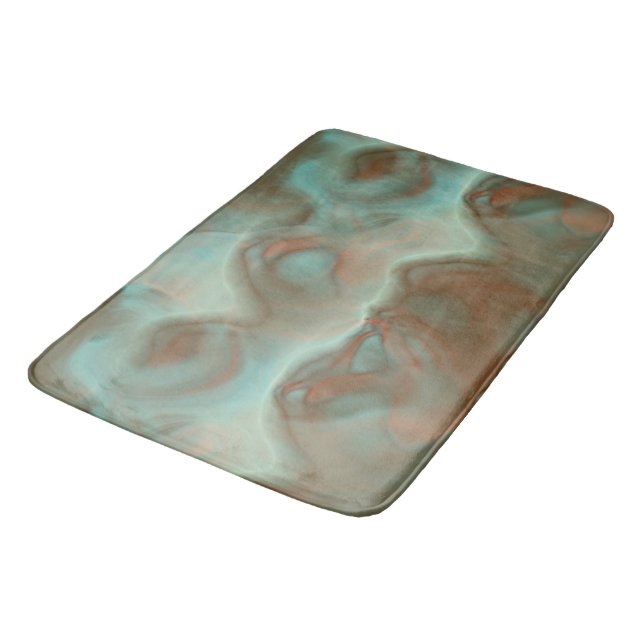Turkos- och Rust Marble-Abstrakt Badrumsmatta (Vinklad)