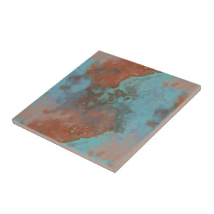 Turkos- och Rust Marble-Abstrakt Kakelplatta