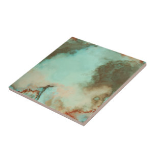 Turkos- och Rust Marble-Abstrakt Kakelplatta