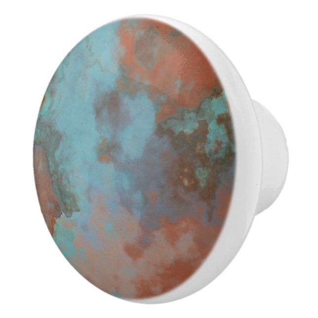 Turkos- och Rust Marble-Abstrakt Knopp (Höger)