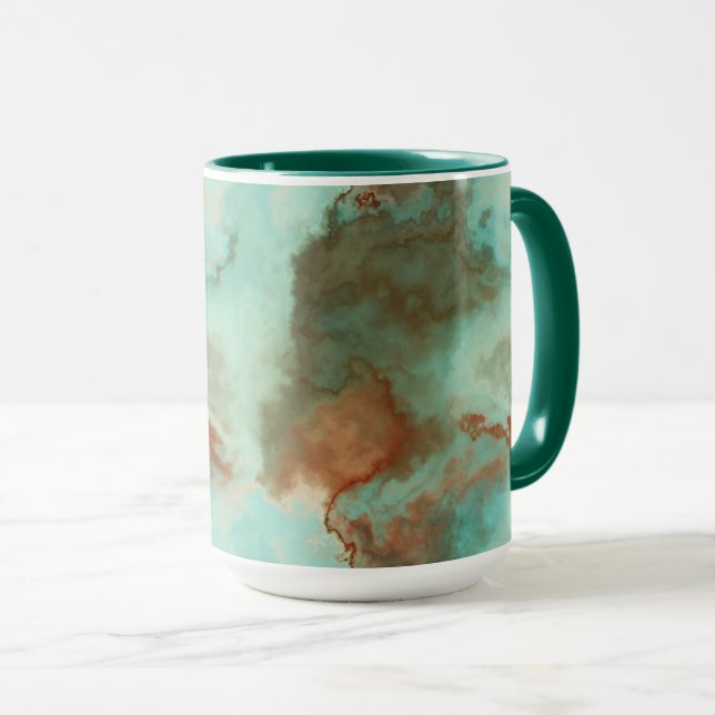 Turkos- och Rust Marble-Abstrakt Mugg (Framsida höger)